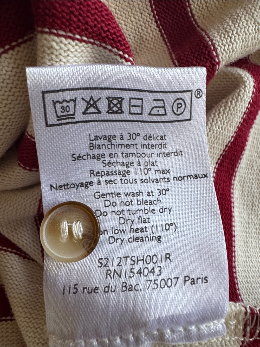 Sezane Gatsby Cream and Burgundy Striped Button-Front Top - Picture 6 of 10